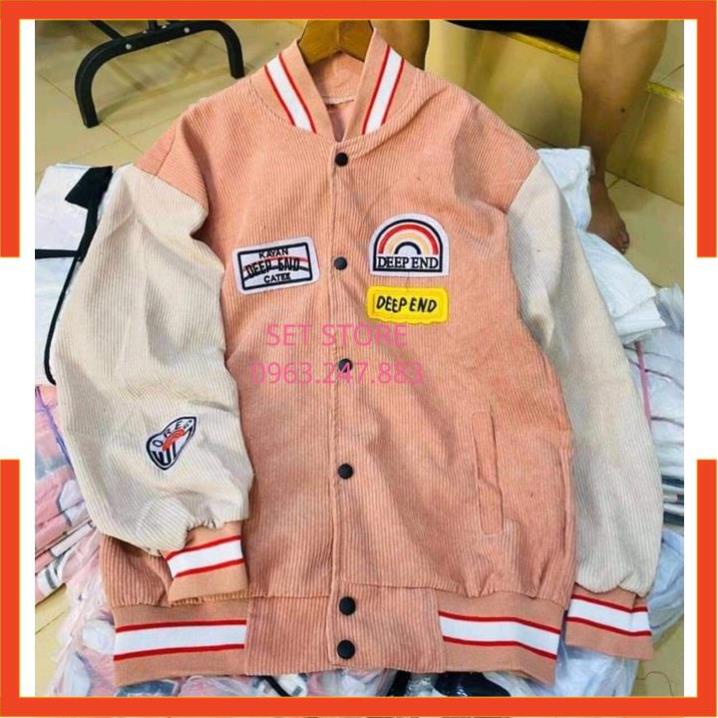 Áo khoác BOMBER nhung Nam,Nữ ,3 màu Đen,Hồng,Xanh DH12