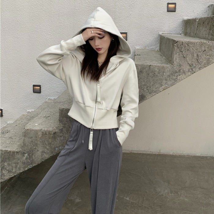 Bộ Áo Nỉ Hoodie + Quần Dài Eo Cao Dáng Rộng Trẻ Trung Phong Cách Hàn Quốc 2021