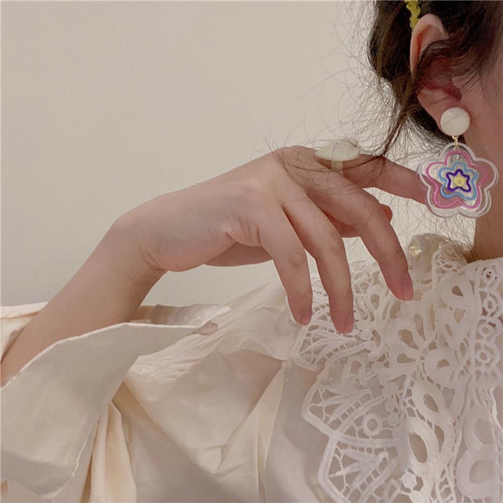 Khuyên Tai Acrylic Trong Suốt Hình Cây Kem Trái Tim Ngọt Ngào Thời Trang Cho Nữ