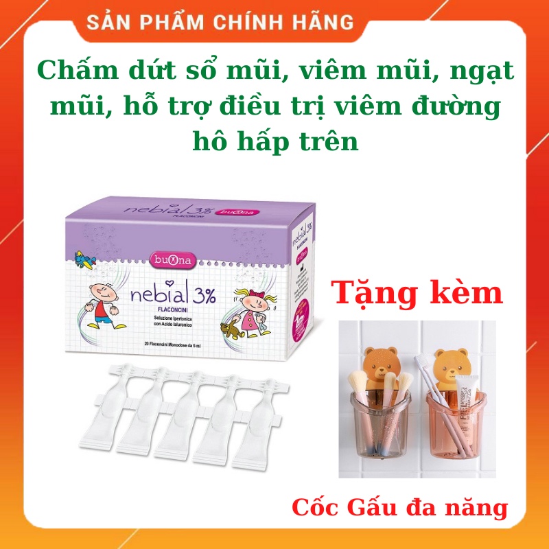 Buona Nebial 3% Flaconcini, Dung Dịch Nhỏ Mũi - Hộp 20 Ống Đơn Liều 5ml
