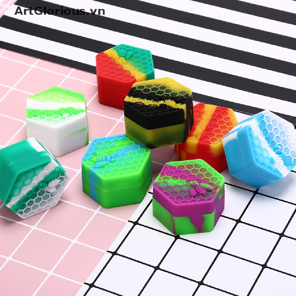 26ml hexagon honeybee wax dab silicone containers jar holder multi-colored