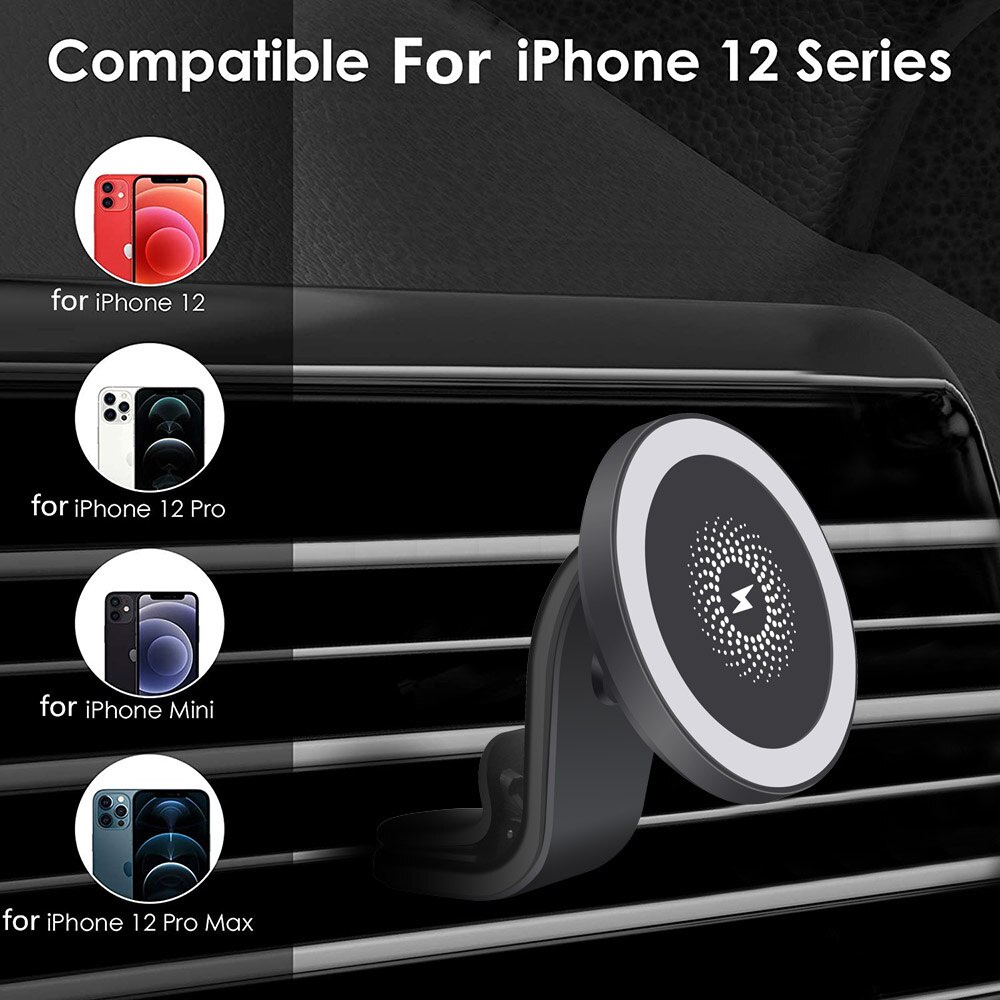 Giá Đỡ Điện Thoại Kiêm Sạc Nhanh Không Dây Có Nam Châm Gắn Xe Hơi Cho iPhone 14 13 12 Mini 12 Pro Max 15W