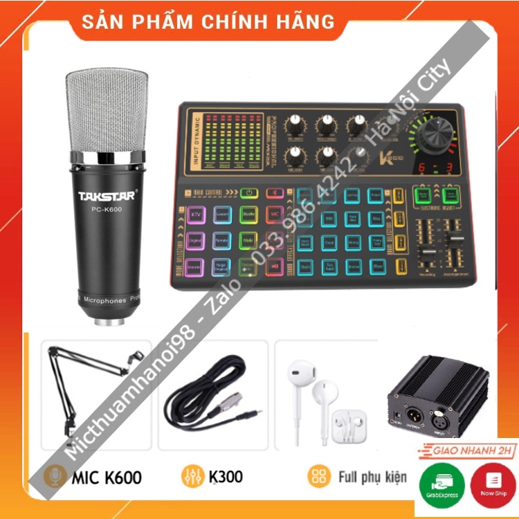 Trọn Bộ Sound Card Thu Âm K300 Mic PC K600 ⚡FREESHIP⚡ Livestream , Karaoke , Thu Âm Với Âm Thanh Cực Kì Chất Lượng