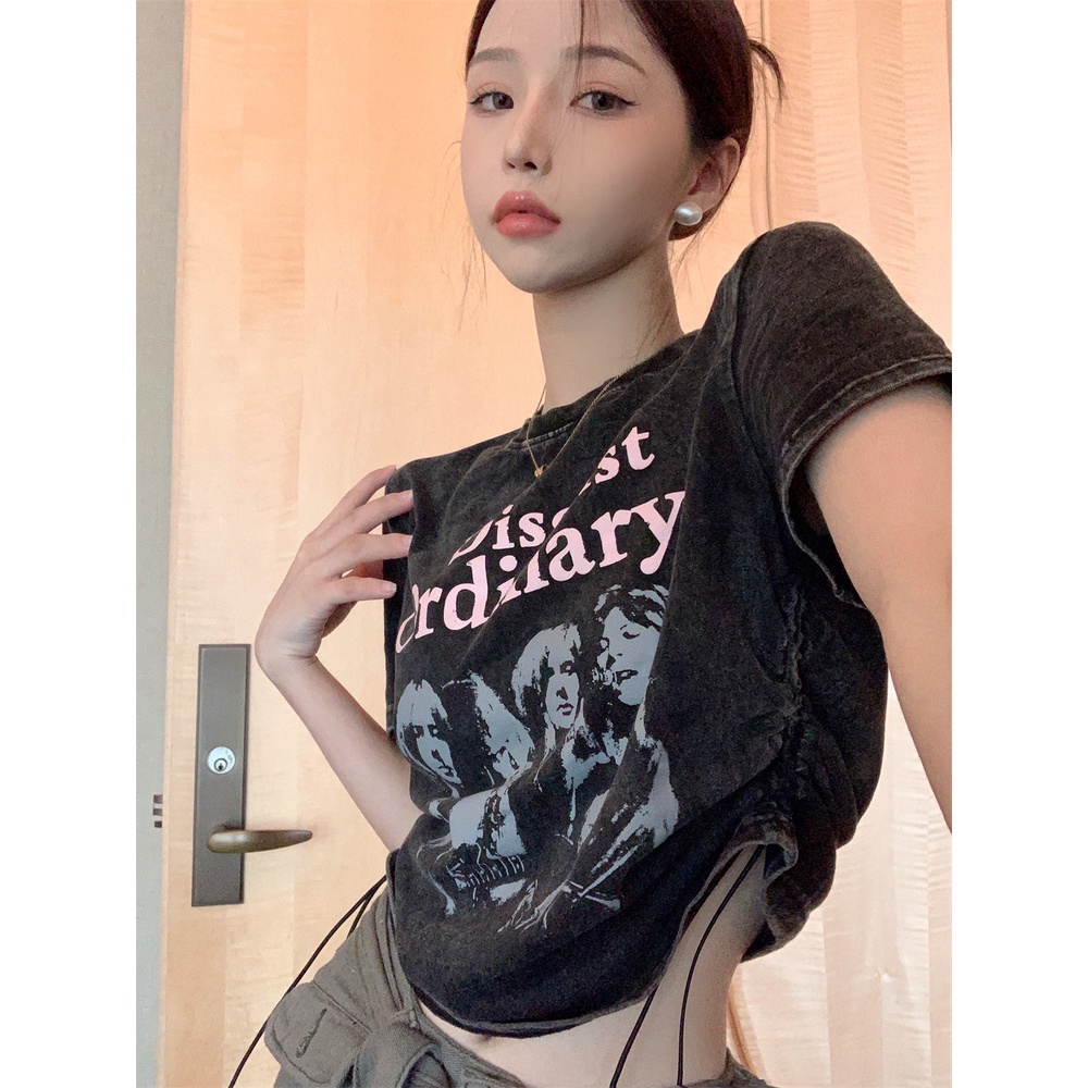 Set Áo Croptop + Quần Dài Lưng Cao / Dây Rút In Họa Tiết Spice Retro Dành Cho Nữ