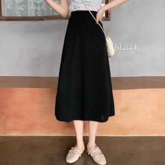 Yena Chân Váy Midi Chữ A Lưng Cao Màu Trơn Hợp Thời Trang