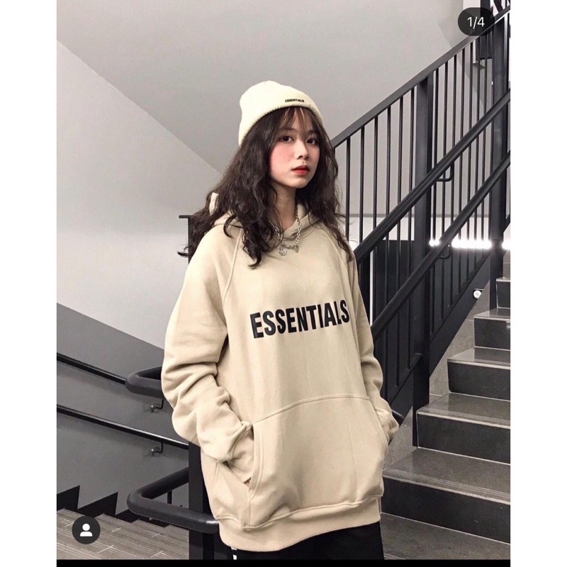 Áo hoodie Essentials Nỉ Nữ [ Freeship] 🌸 Jacket from rộng có mũ màu Trắng/ Ghi/ Be / Nâu Ullzang 🌸 | BigBuy360 - bigbuy360.vn
