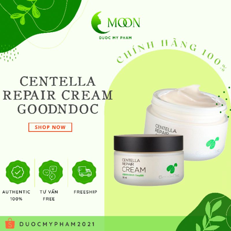 Kem Rau Má Dưỡng Ẩm, Phục Hồi, Giảm Thâm Nám, Trắng Sáng Da, Chống Lão Hóa GoodnDoc Centella Repair Cream 50ml