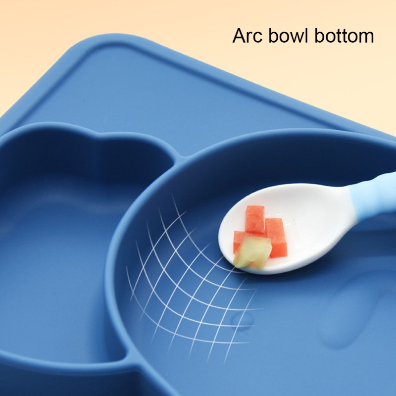 Bát Ăn Chia Ngăn Bằng Silicone Không Chứa BPA Màu Trơn Không Độc Hại Có Giác Hút Tiện Dụng Cho Bé Sơ Sinh