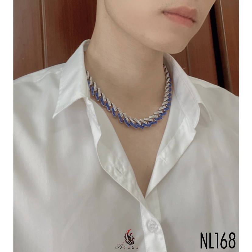 Dây chuyền Cuban Chains ZigZag đính kim cương giả AAA sáng đẹp phong cách HIPHOP - NL168 - Aluha