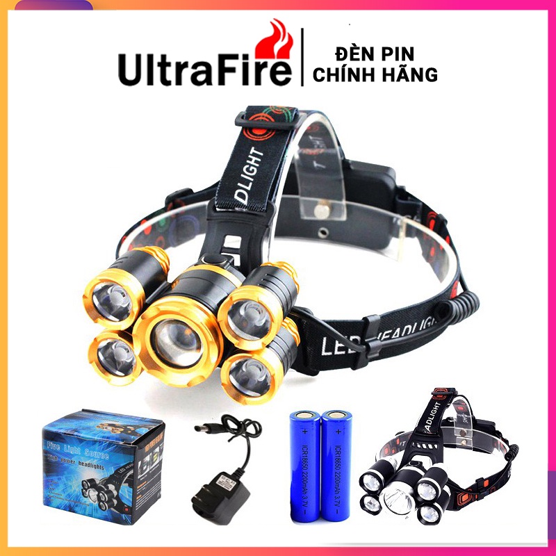 Đèn pin đội đầu chống nước * Đèn pin đội đầu 5 bóng led siêu sáng * kèm sạc chống nước - Bảo hành 12 tháng | BigBuy360 - bigbuy360.vn