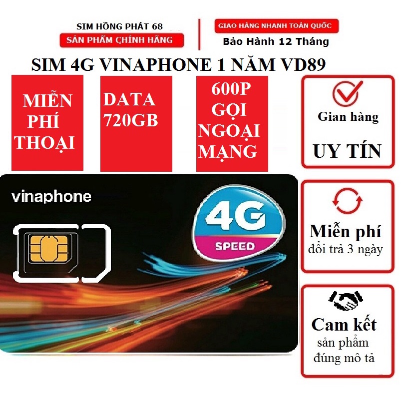 (New)Sim 4G Vinaphone ( D500T,VD89 )Trọn Gói 1 NĂM - DATA TỐC ĐỘ CAO - THÍCH HỢP PHÁT WIFI OTO - GỌI MIỄN PHÍ NỘI MẠNG
