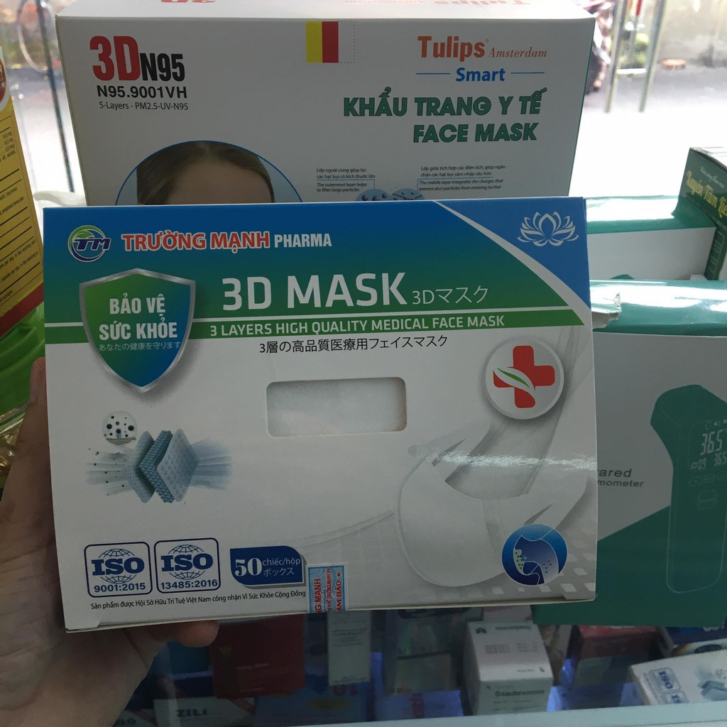 Khẩu trang 3d mask, Khẩu trang kháng khuẩn, Chống bụi mịn ngăn ngừa vi khuẩn công nghệ Nhật Bản hàng chính hãng Hộp 50c