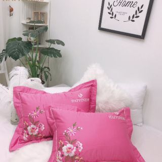 Vỏ gối cotton lụa hàn quốc( có túi đựng)