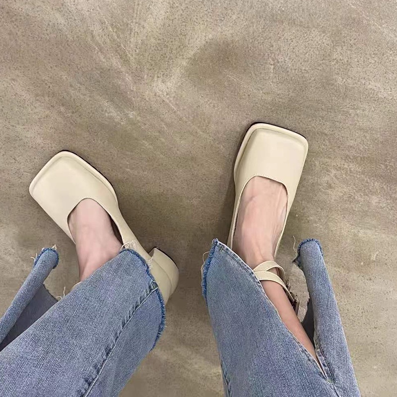 Giày Cao Gót Mũi Vuông Thiết Kế Đơn Giản Thanh Lịch Phong Cách Mới 2022