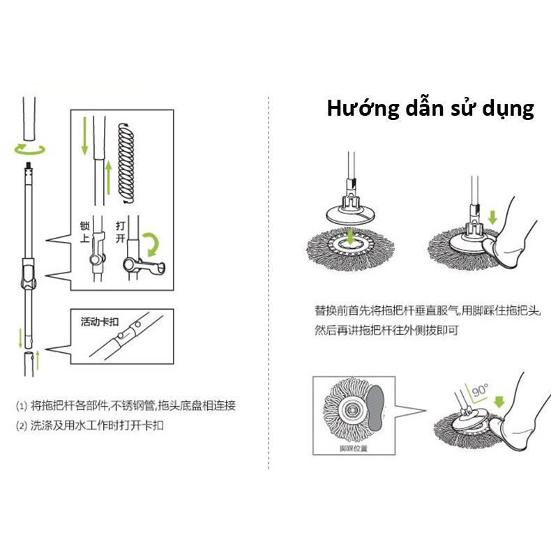 Bộ Cây Lau Nhà Xoay Tay 2 Bông Lau Lock&amp;Lock Corner ETM494 (330 x 235 mm) - Xanh Biển