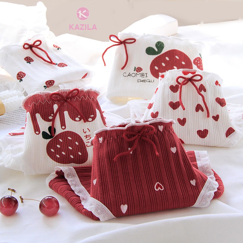 [Mã 12FASHIONSALE1 giảm 10K đơn 50K] Quần lót nữ hình quả dâu cạp nhúm dễ thương, quần lót cotton xuất Nhật Kazila QLH77 | BigBuy360 - bigbuy360.vn