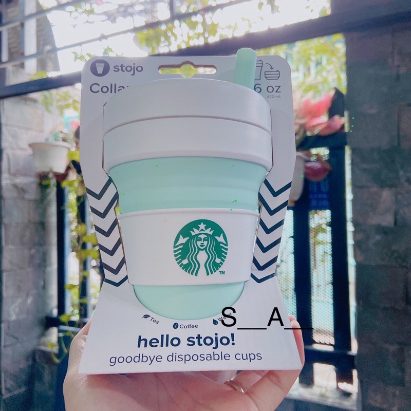 Ly nhựa gấp gọn starbucks stojo Mint vietnam