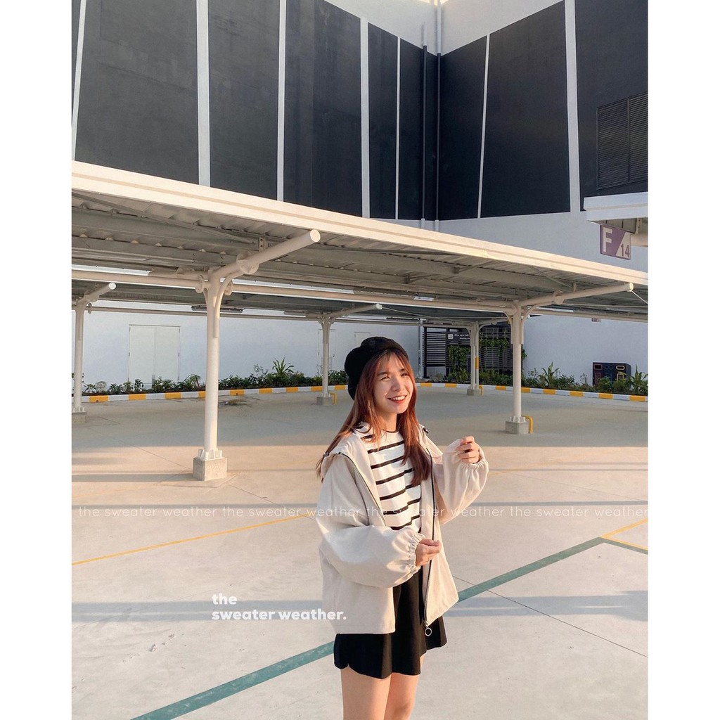 Áo khoác nhung lì kéo khóa tay phồng | BigBuy360 - bigbuy360.vn