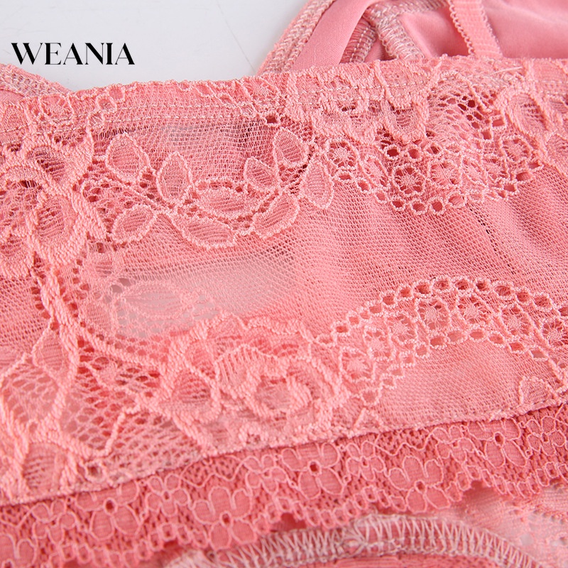 Áo croptop WEANIA màu hồng thiết kế hở lưng quyến rũ