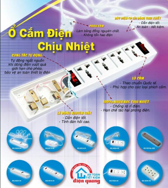 Ổ cắm Điện Quang 3 lỗ dây 2M/5M