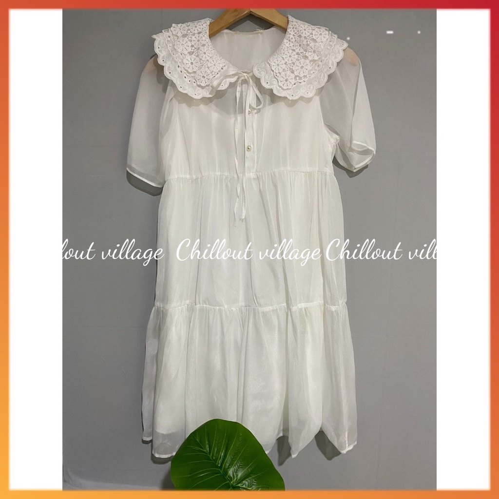 Đầm/Váy babydoll voan tơ cổ sen 3 tầng, váy tơ xếp tầng tiểu thư, váy babydoll cổ sen  MSP14023 | BigBuy360 - bigbuy360.vn