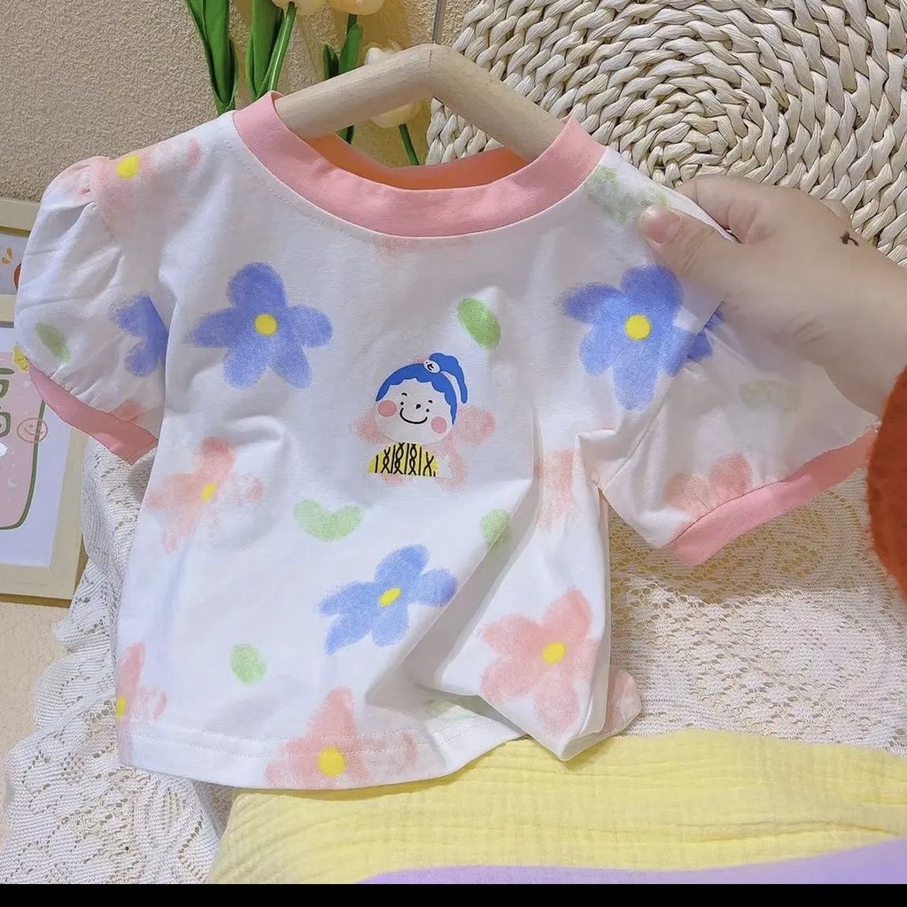 Áo Thun Cotton Mỏng Tay Ngắn Phong Cách Nhật Bản Thời Trang Mùa Hè Mới 2022 Dành Cho Bé Gái