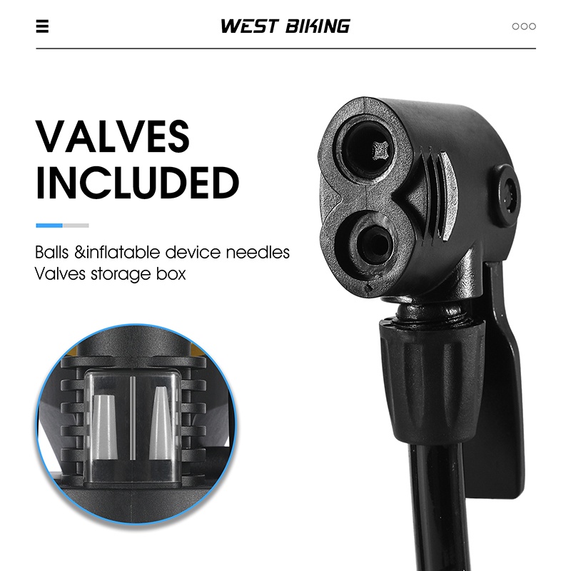 Ống bơm bánh xe đạp WEST BIKING có đồng hồ đo áp suất 140PSI tiện lợi