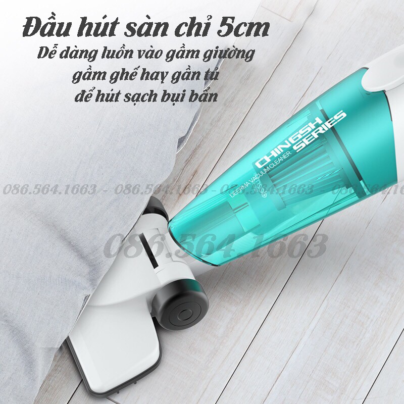 Máy Hút Bụi Cầm Tay Gia Đình Deerma DX118C Công Suất Lớn 600W Hút Sạch Bụi Bẩn Với 3 Đầu Hút - BH 6 Tháng