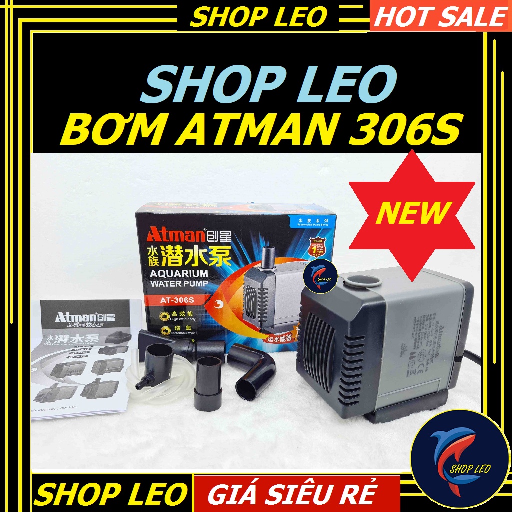 Máy bơm Atman 306s - 2000L/H, siêu bền - máy bơm chìm hồ cá cảnh - bể thủy sinh - shopleo