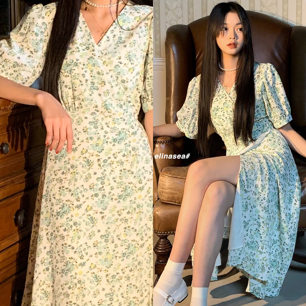 Váy cuốn hoa xanh bạc hà