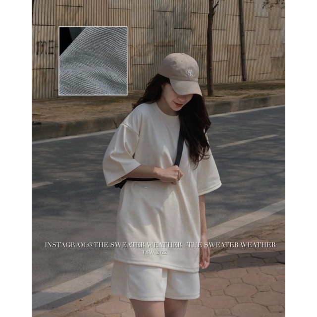 [NEW]SET NỈ TỔ ONG FORM UNISEX TAY LỠ MIX QUẦN SOOC HOT TREND