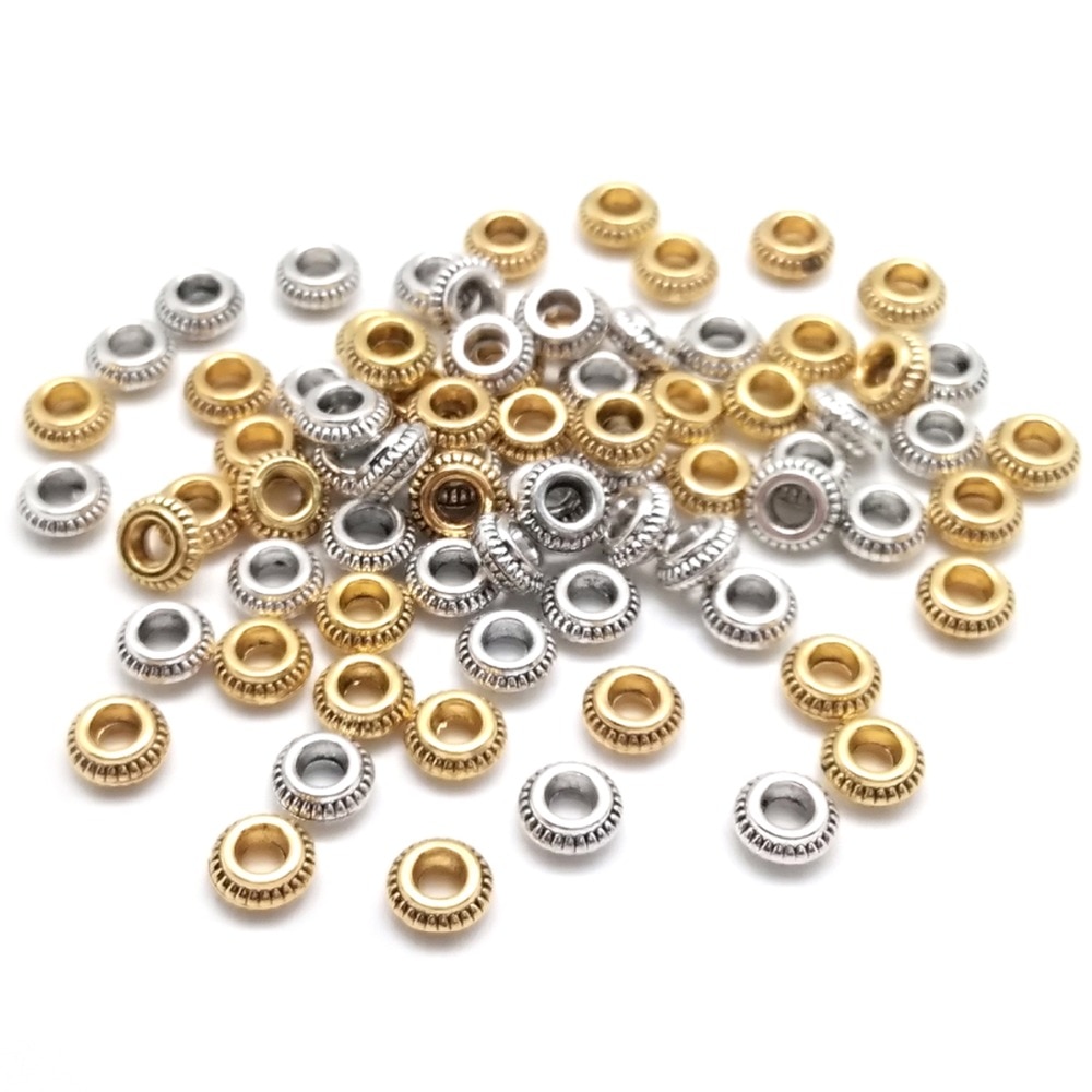 Bộ 50 Hạt Kim Loại Beadia Hình Tròn Kích Thước 7x3mm Dùng Làm Trang Sức DIY