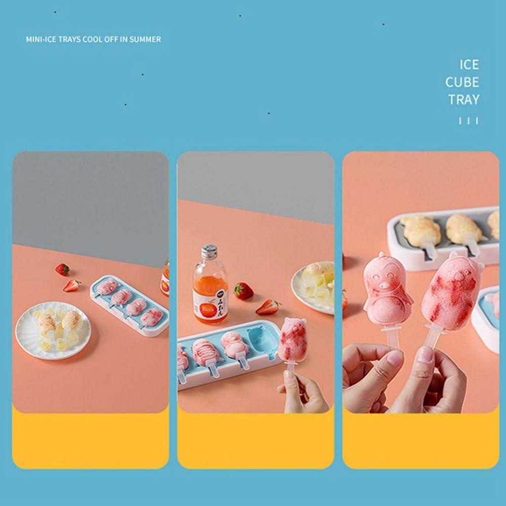 Khuôn Làm Kem / Sô Cô La 4 Ngăn Thiết Kế Dễ Thương Tiện Dụng Cho Nhà Bếp