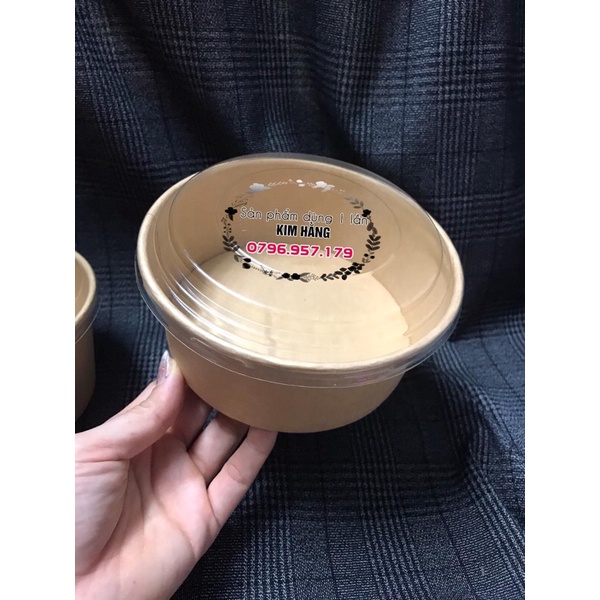 Set 50 tô giấy kraft 750ml đựng thức ăn nóng lạnh, đựng bánh bông lan trứng muối