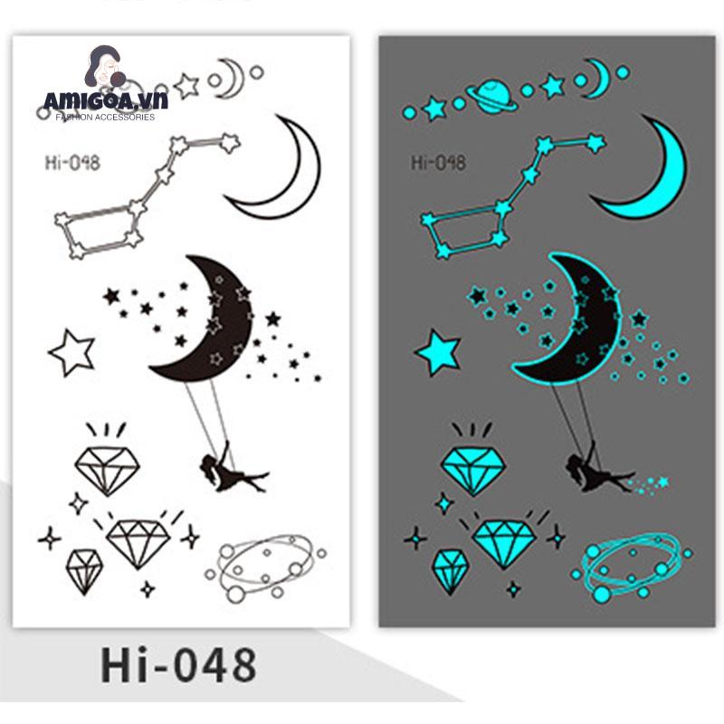 ✨✨1 Miếng Dán Hình Xăm Kỳ Lân Tiên Cá Hoạt Hình Màu Dạ Quang Chống Thấm Nước Dành Cho Học Sinh