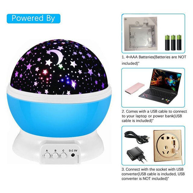 Đèn Chiếu Sao Galaxy Bầu Trời Đầy Sao Led Đèn Chiếu Xoay Nhiều Màu Sắc Ánh Sao Bầu Trời Vũ Trụ, Trang Trí Phòng Ngủ