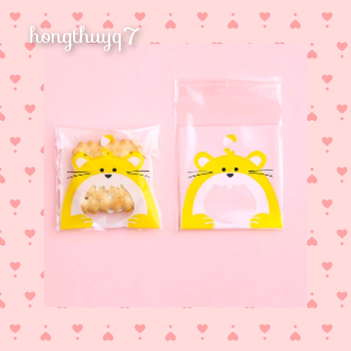 Túi bóng kính đựng bánh kẹo, quà tặng 7x7+3 hình sóc vàng cute - HongThuyQ7