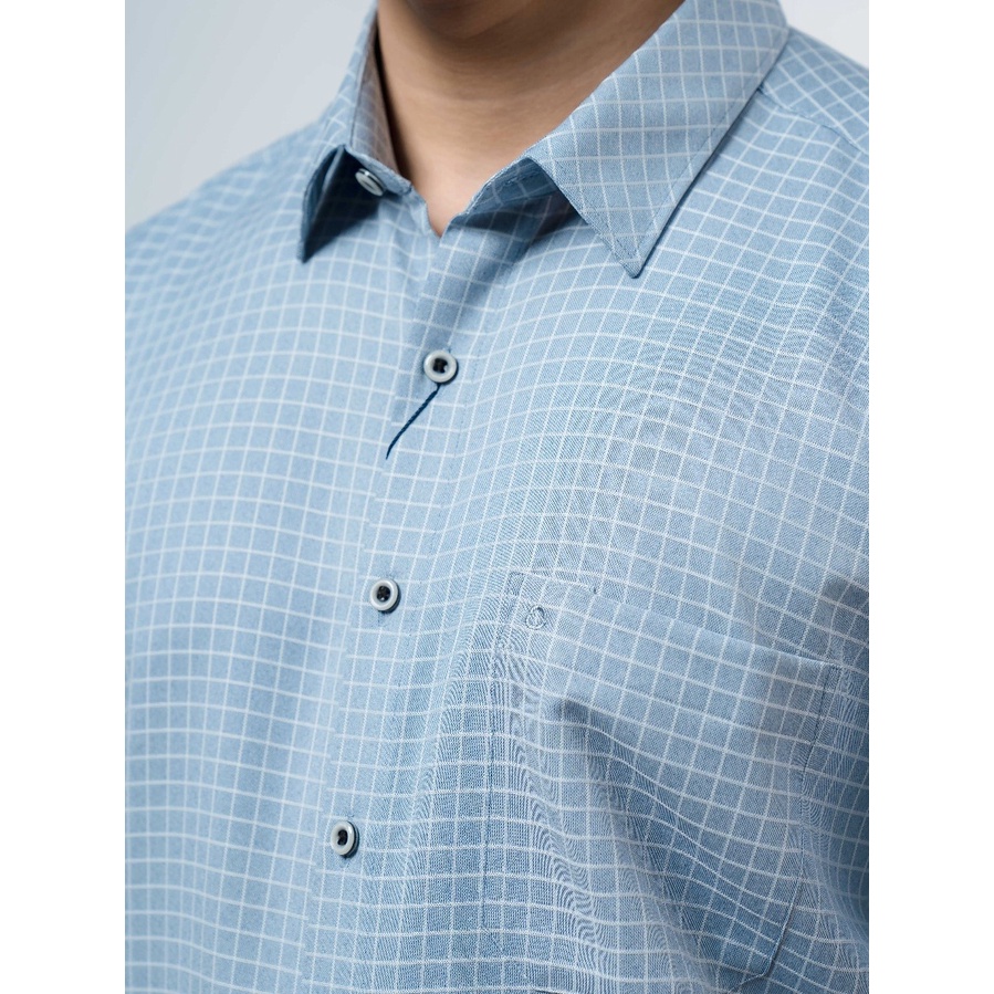 OWEN - Áo Sơ mi ngắn tay Owen vạt ngang chất CAFE không nhăn kẻ ô nhỏ 220109 220102