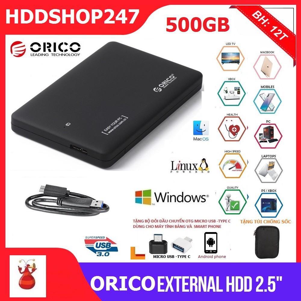 Ổ CỨNG DI ĐỘNG ORICO-500Gb