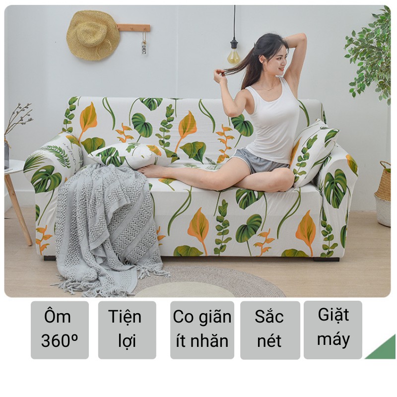 Vỏ bọc sofa chất thun co giãn 4 chiều tiện lợi tặng 1 vỏ gối (không áp dụng cho đôn sofa) Winee