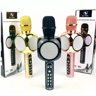 Micro hát karaoke Bluetooth YS 90, mic kiêm loa, thu âm, lọc tiếng ồn