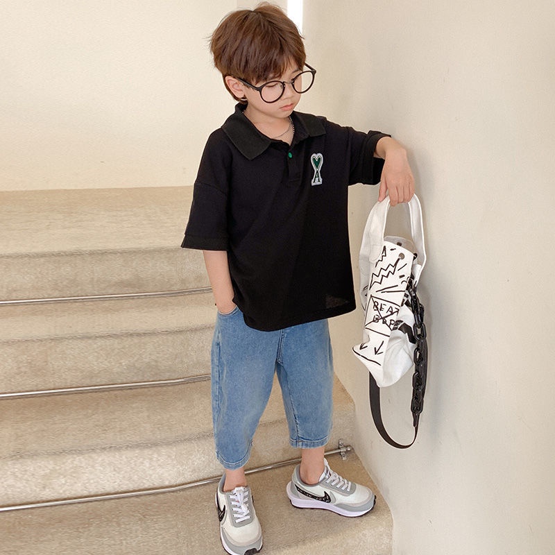Áo Thun polo Tay Ngắn Thoáng Khí Thời Trang Mùa Hè Phong Cách Hàn Quốc Cho Bé Trai