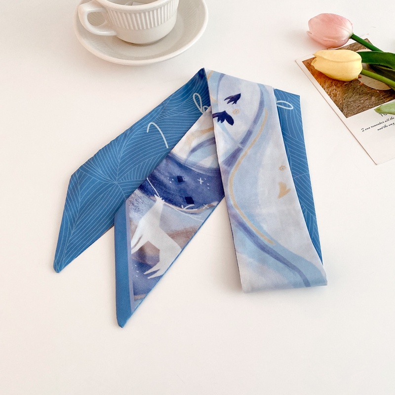 Khăn treo túi xách bằng vải lụa in họa tiết phong cách Hàn Quốc đáng yêu thời trang chất lượng cao