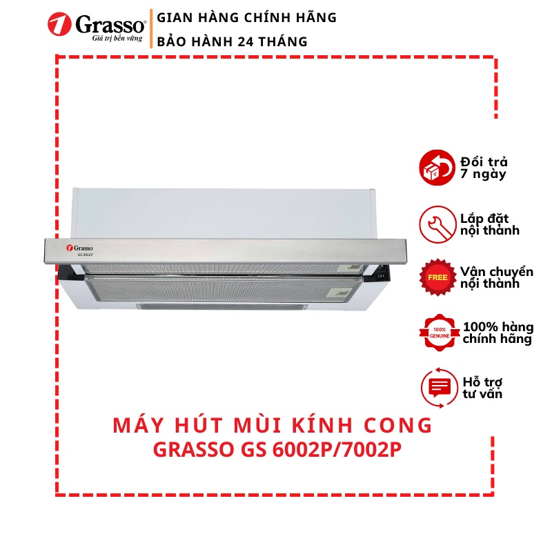 Máy hút mùi kéo rút Grasso GS 6002P/7002P phù hợp chung cư mini, bếp nhỏ