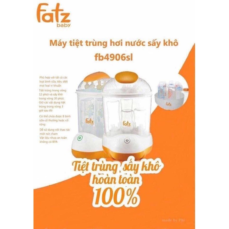 (BH 12TH) Máy Tiệt Trùng Hơi Nước Sấy Khô chính hãng FatzBaby Hàn quốc FB4906SL