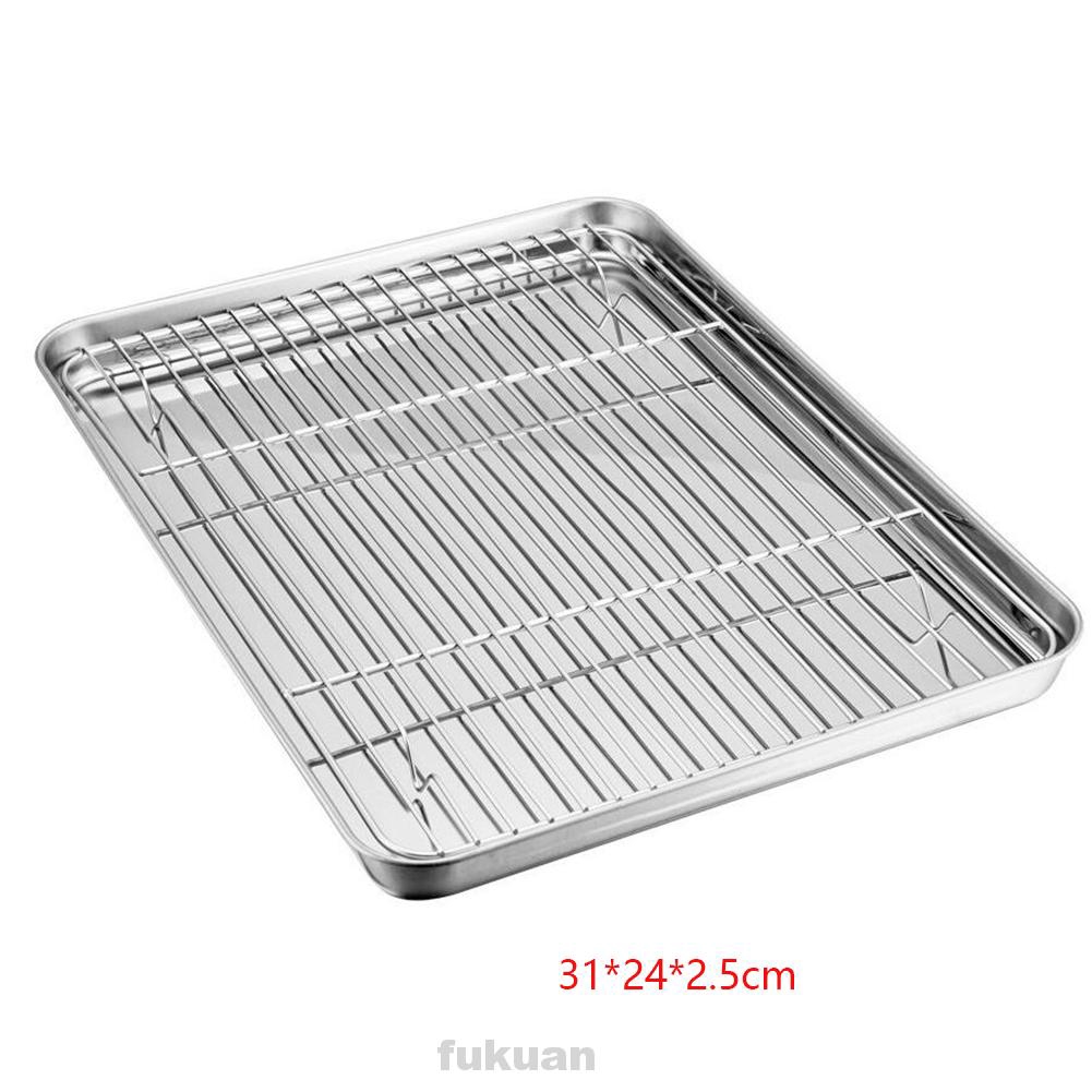 Bộ khay thép không gỉ đựng thức ăn giúp ráo dầu tiện lợi cho nhà bếp