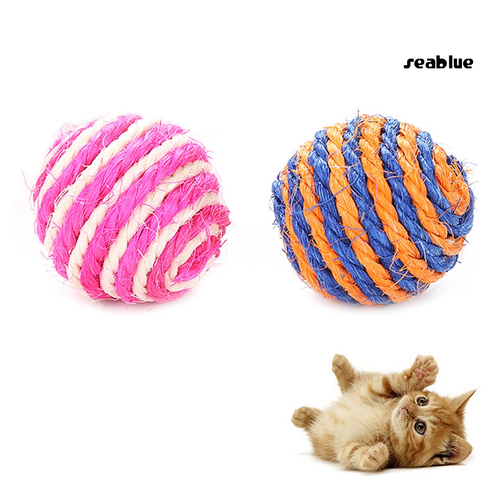 【cat】2Pcs Pet Cat Kitten Sisal Rope Weave Ball Molar Playing Chew Scratch Catch Toy