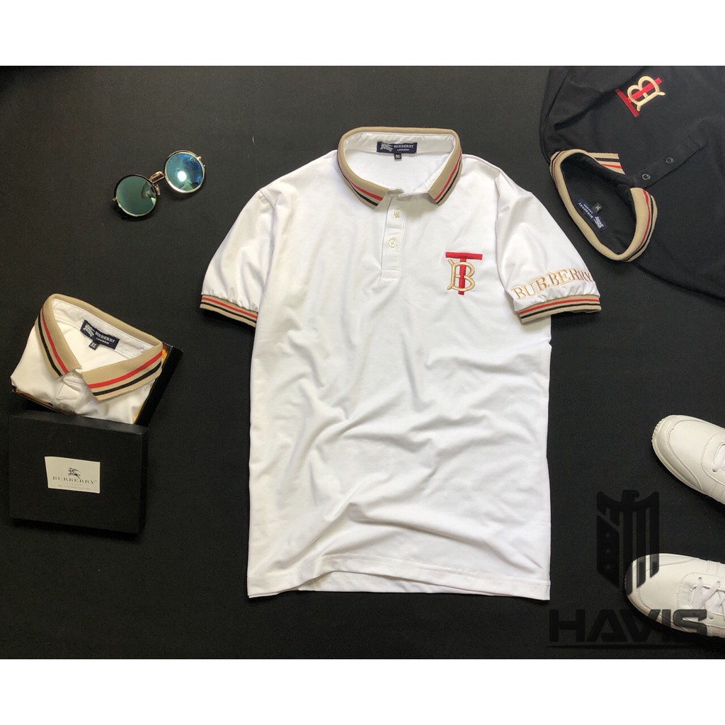 Áo thun nam có cổ Quảng Châu phối hoạ tiết thêu AHQ140