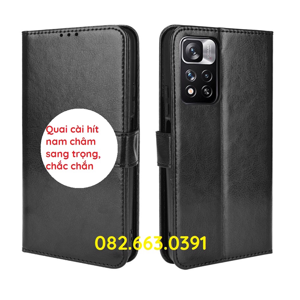 Bao da (ốp lưng nắp gập)Xiaomi Redmi note 11 11s 11 pro 4G 11 pro 5G cao cấp, có ngăn đựng thẻ, chống xem phim tiện dụng
