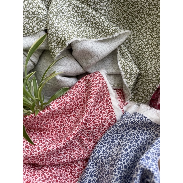 Vải đũi cotton hoa nhí vintage
